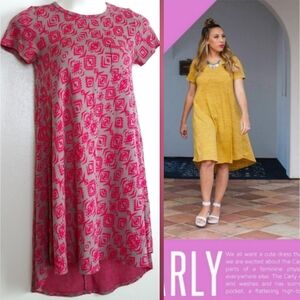 LuLaRoe Carly Hi Low Hemline Dress Women's Size S  Grey Pink Casual